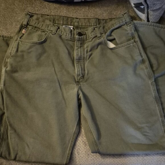 Carhartt FR Work Pants 38x34 Flame Resistant CAT 2 Original Fit FRB159-MOS Green - Picture 7 of 10